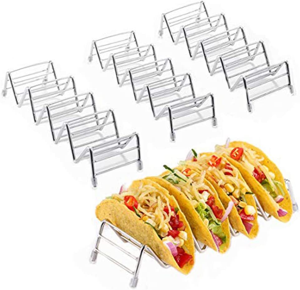 Taco Holder, Taco Rack Holders ,Good Taco Shell Holder Stand on Table , Hold 4 or 5 Hard or Soft Shell Tacos, Safe for Baking Taco Truck Tray- Set of 4