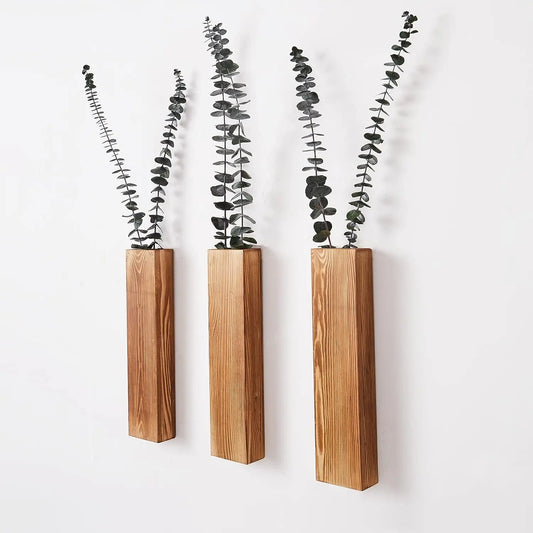 Wood Wall Planter Wall Decor for Artificial Flower Plants Wooden Plant Holders Wall Plant Pocket Vase Hanging for Living Room Be