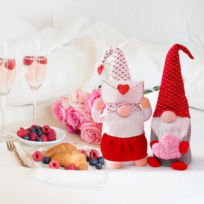 Scandinavian Gnome Dolls White and Red Cotton Decoration, Set of 2