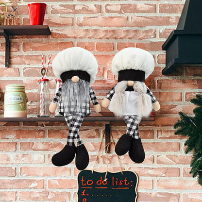 Buffalo Plaid Chef Gnome Plush Decorations for Home, 2PCS Mr. & Mrs. Kitchen Chef Cooking Plaid Gnomes Plush Collectible Figurine for Home Farmhouse Kitchen Tiered Tray Decor Gifts