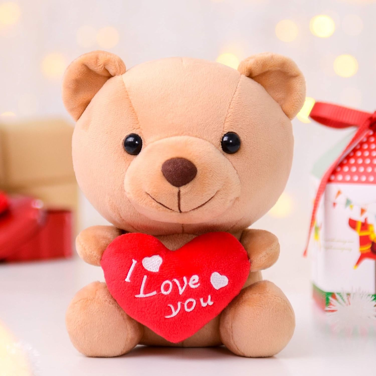 for Mom I Love You Stuffed Teddy Bear Gifts for Mom Holding Heart Bear Plush Toy 6 Inches