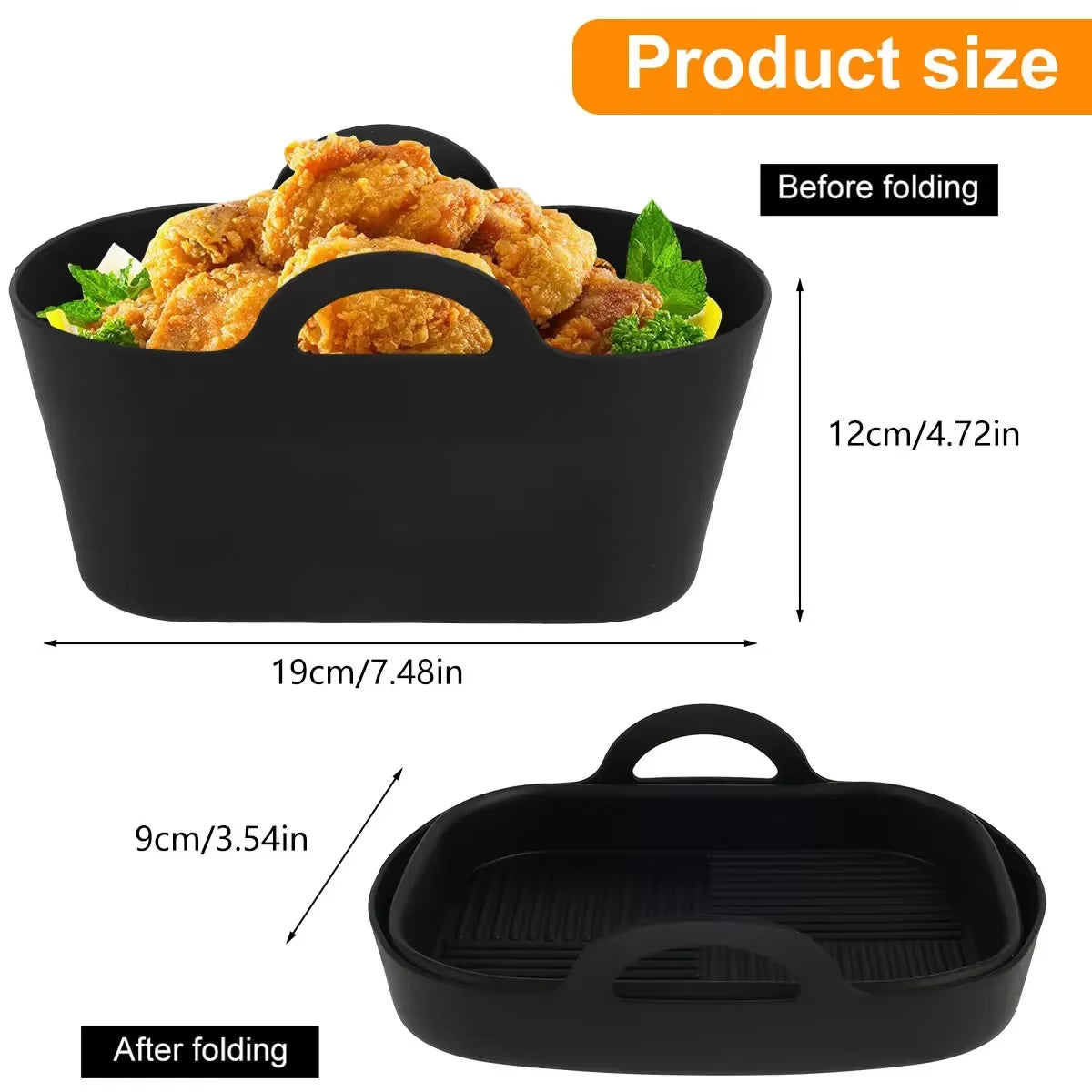 2Pcs Air Fryer Silicone Pot Reusable Air Fryer Liner Rectangle Air Fryer Basket No-Stick Air Fryer Pan Heat Resistant Air