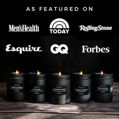 Premium Smoke & Vanilla Candle | Scented Candles for Men | Soy Candle | Fall Candles for Home Scented | Black Candles, Long Lasting Candles with 45 Hour Burn Time 7.6Oz